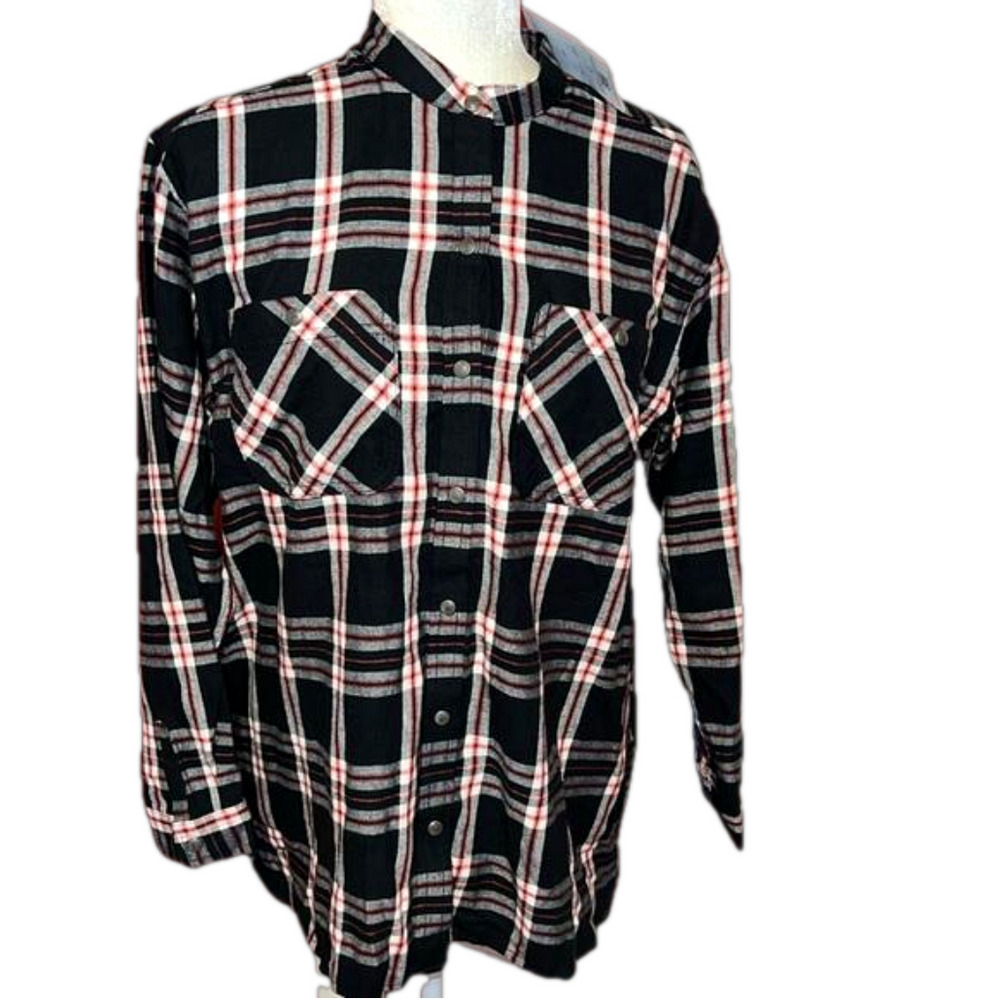 NWT. Women’s Eddie Bauer Tencel Flannel Snap Button Shirt Plaid PM